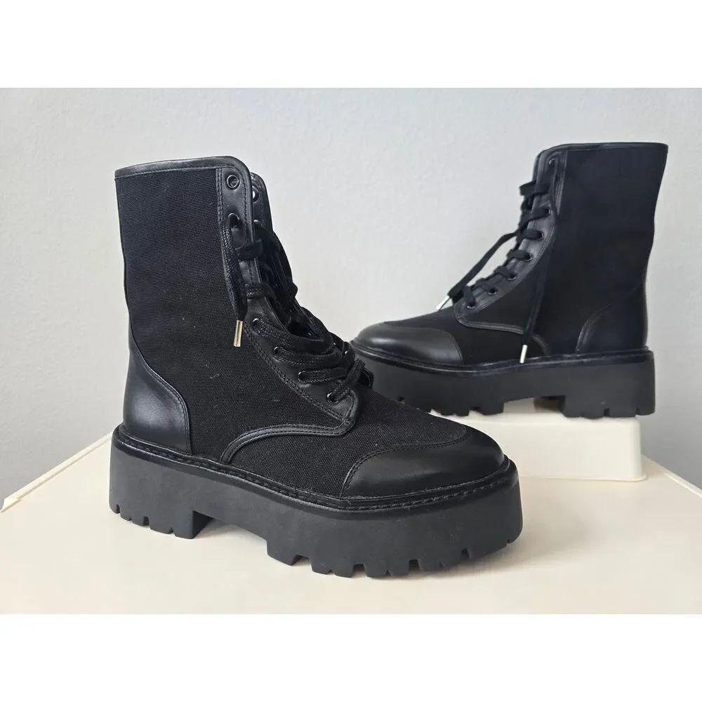 Black Suede Studio Platform Combat Boots Black EU 37 (7 US) Lug Sole Grunge